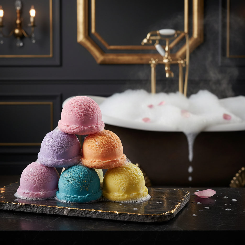 Solid Bubble Scoops - luxury ice cream scoop shaped solid bubble bath